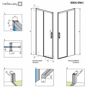 Душевая дверь Radaway Idea Gold DWJ, 130х200, прозрачный