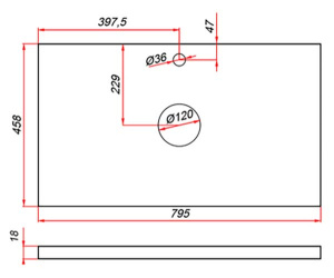Столешница ЗОВ Белая CLDSP18W795458C2 (2 выреза)