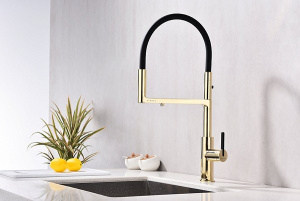 Смеситель для кухонной мойки Paulmark Tornado To213402-G / To213402-BG с подключением к фильтру воды, золото