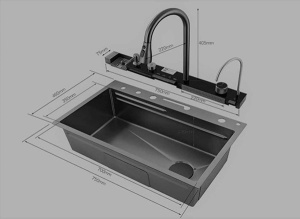 Кухонная мойка Savol S-SC002Q со смесителем 8 в 1