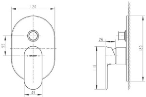 Смеситель скрытого монтажа Bravat Gina PB865104CP-2-ENG (2 функции)