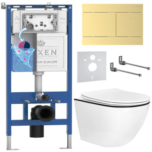 Комплект инсталляции 6 в 1 Roxen StounFix Dual Fresh 868642 с аромадозатором, золото брашированное