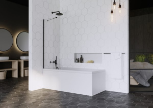 Душевая шторка на ванну Radaway Idea Black PNJ, 50х150, прозрачный