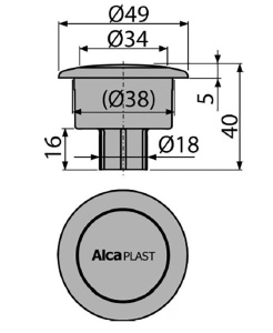 Кнопка для сливного механизма AlcaPlast А2000 V0011-ND