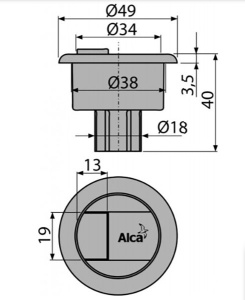 Кнопка для сливного механизма AlcaPlast A08A V0296-ND