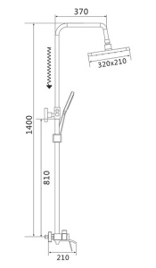 Душевая стойка Shevanik S4036H / S4036T, черный матовый