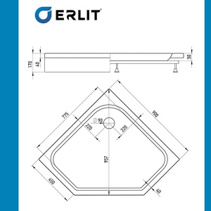 Душевой поддон Erlit ER9017V-1