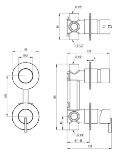 Смеситель встраиваемый Deante Silia Steel BQS F44P (2 функции)