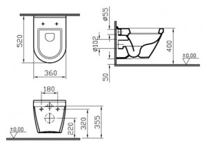 Подвесной унитаз Vitra S50 5318B003-0850 с функцией биде, белый
