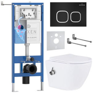 Комплект инсталляции 6 в 1 Roxen StounFix Dual Fresh 938621 с аромадозатором, черный матовый