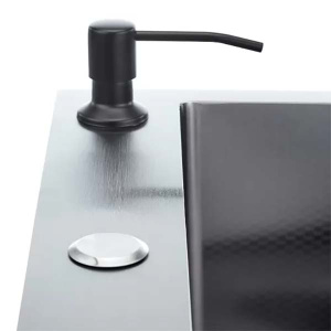 Кухонная мойка Stellar S4848NB-Decor / S5050NB-Decor с коландером и дозатором, 48х48, нано черный декор