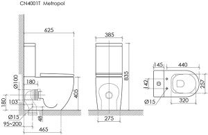 Напольный унитаз CeramicaNova Metropol Торнадо CN4001T, белый