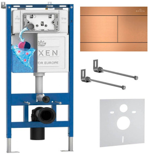 Комплект инсталляции 4 в 1 Roxen StounFix Dual Fresh 967306 с аромадозатором, бронза (розовое золото)