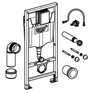 Комплект инсталляции Grohe Solido 5 в 1 с подвесным унитазом Bau Ceramic 39586000
