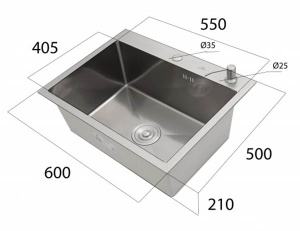 Кухонная мойка Wisent W36050BD+WW405B с дозатором