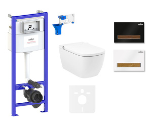 Комплект инсталляции 7 в 1 Lavinia Boho Relfix Smart V-Clean 87561133 / 87561134, черный матовый, темное дерево