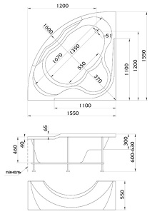 Акриловая ванна Aima Grand Luxe, 155х155