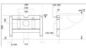 Инсталляция для подвесного унитаза Cerutti B001 CT10242 с импульсным смывом