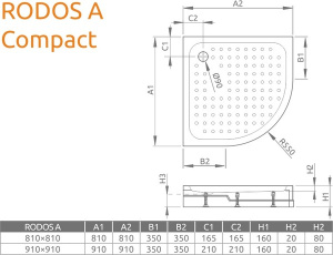 Душевой поддон Radaway Rodos A Compact, 80x80