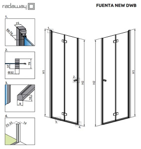 Душевая дверь Radaway Fuenta New DWB, 100х200, прозрачный
