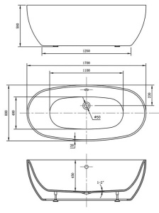 Акриловая ванна Vincea VBT-405-1700MB
