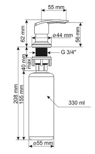 Дозатор для моющих средств Ulgran Quartz UQ 02, уголь