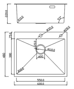 Кухонная мойка Roxen Snake 560220-60-BS PVD оружейная сталь с коландером и дозатором (износостойкое покрытие), 60х48, текстурная оружейная сталь