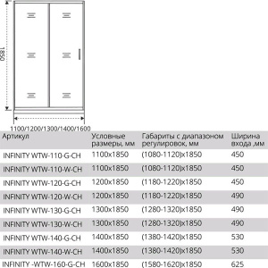 Душевая дверь Good Door Infinity WTW-G-CH, 110х185, матовый