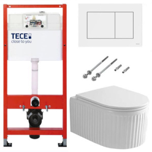 Система инсталляции для унитаза TECEbase kit c кнопкой и подвесным унитазом Roxen Royal Matt 530200-01, белый