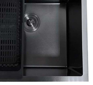 Кухонная мойка Stellar S6550NB Decor / S7850NB Decor с коландером и дозатором, 65х50, нано черный декор