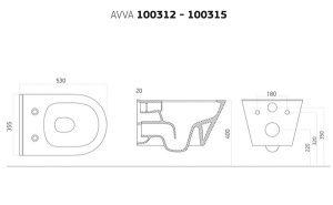 Подвесной унитаз Boheme Avva 972-W+976-W / 972-MW+976-MW, белый