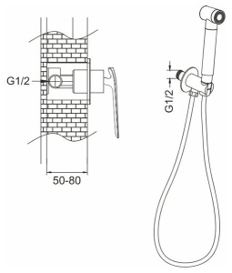 Смеситель встраиваемый Rose R1305F с гигиеническим душем