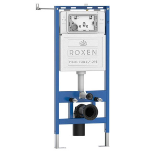 Комплект инсталляции Roxen StounFix Dual Fresh с креплениями, металлической кнопкой и унитазом Lauter Magdeburg 21103EC, черный матовый