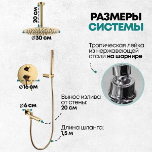 Душевая система скрытого монтажа Grocenberg GB5099GO-2 / GB5099MG-2, золото глянец