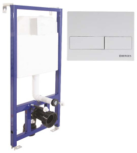 Комплект инсталляции Berges Novum 525 c кнопкой L1 и унитазом Roxen Antares Tornado 530185-02 Rimless Soft Close
