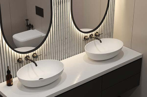 Умывальник Belux Дубай 570 белый матовый Solid Surface