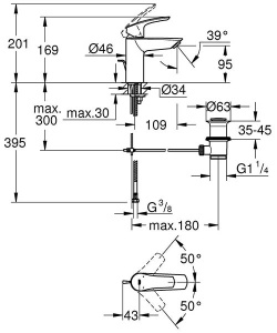 Смеситель для умывальника Grohe Eurosmart 23456003