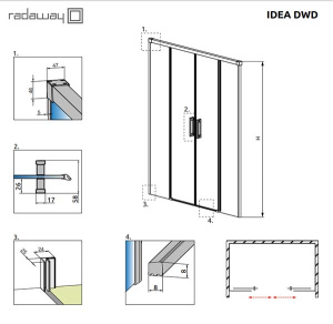 Душевая дверь Radaway Idea Black DWD, 140х200, прозрачный