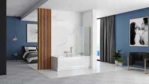 Душевая шторка на ванну Rea Elegant Gold 70 / 80, 80х140, прозрачный