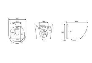 Комплект инсталляции Abber AC0105 с кнопкой AC0121 и унитазом Bequem AC1100