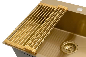 Кухонная мойка Arfeka Eco AR 60 Gold с дозатором и роллер-матом