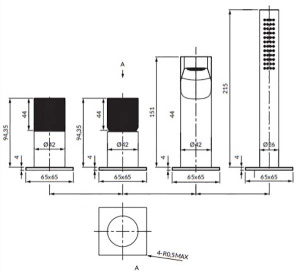 Смеситель на борт ванны Omnires Contour CT8032AT на 4 отверстия