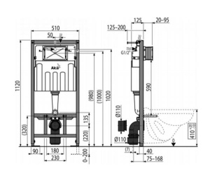 Комплект инсталляции AlcaPlast AM101/1120 Sadromodul с ароматизатором, кнопкой M370 / M371 / M372 / M378 и унитазом Roxen Antares Tornado 530185-02, белый