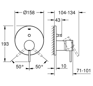 Смеситель встраиваемый Grohe Atrio New 24066GL3 (2 функции)