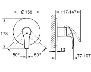 Смеситель встраиваемый Grohe Eurosmart 24042002 (1 функция)