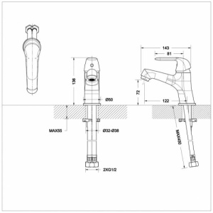 Смеситель для умывальника Bravat SIMPLE F1135193CP-RUS