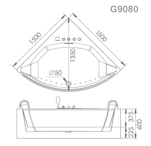 Акриловая ванна Gemy G9080, 150х150