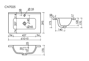 Умывальник CeramicaNova Compact CN7025