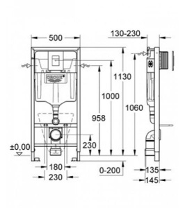 Комплект инсталляции Grohe Rapid SL 38772001 с унитазом Roxen Simple Compact 530120-01 Rimless Soft Close