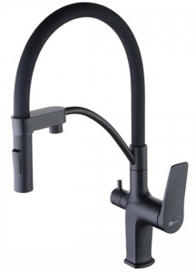 Смеситель для кухонной мойки Lemark Bronx LM3761BL / LM3761BLR / LM3761GM с подключением к системе очистки воды, черный, золото